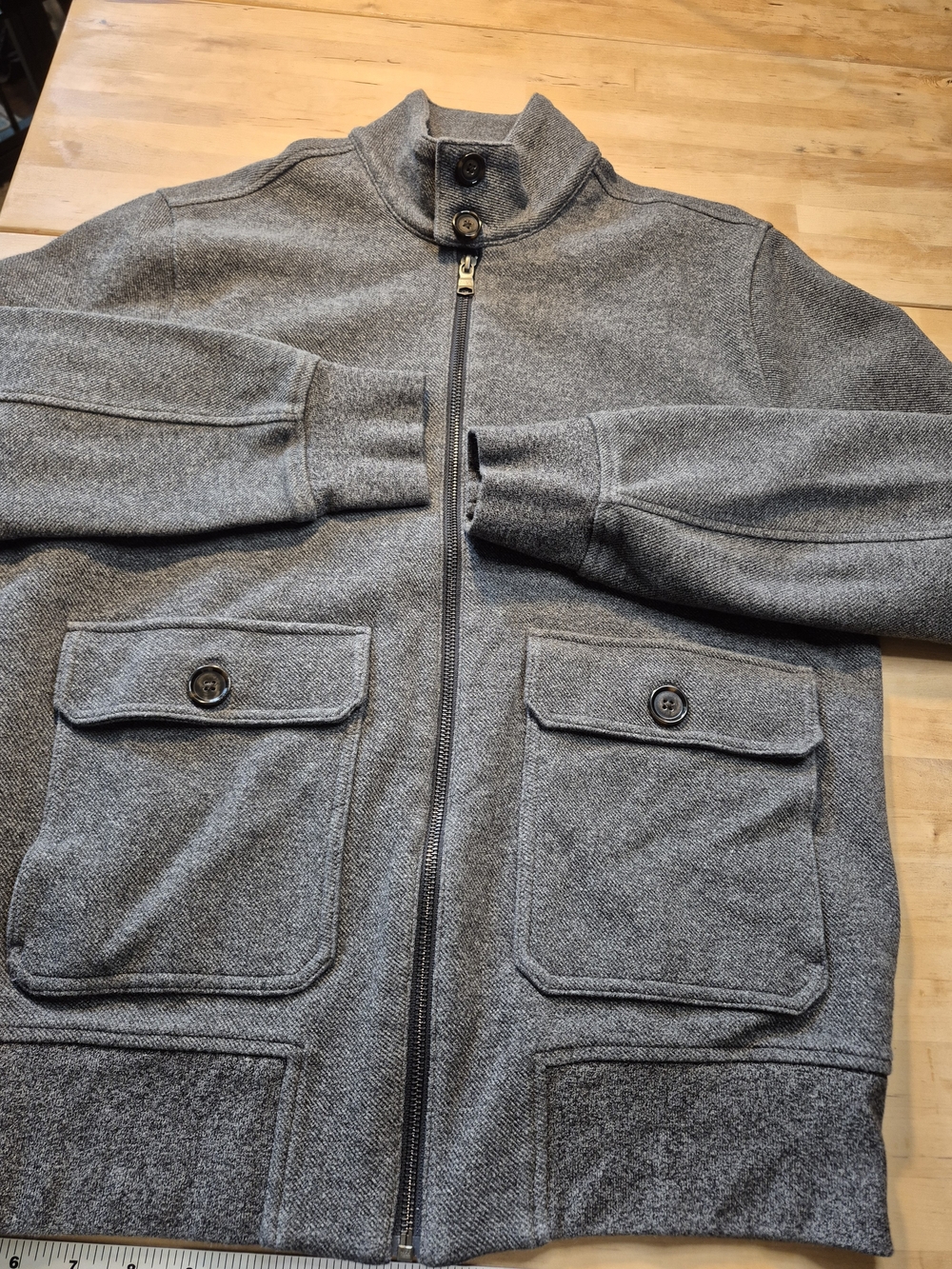 Banana Republic Gray Zip-Up Sweater Jacket with Button Flap Pockets
